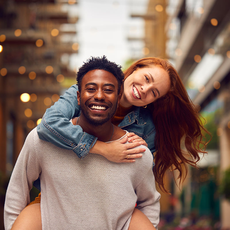 Happy couple having fun outdoors