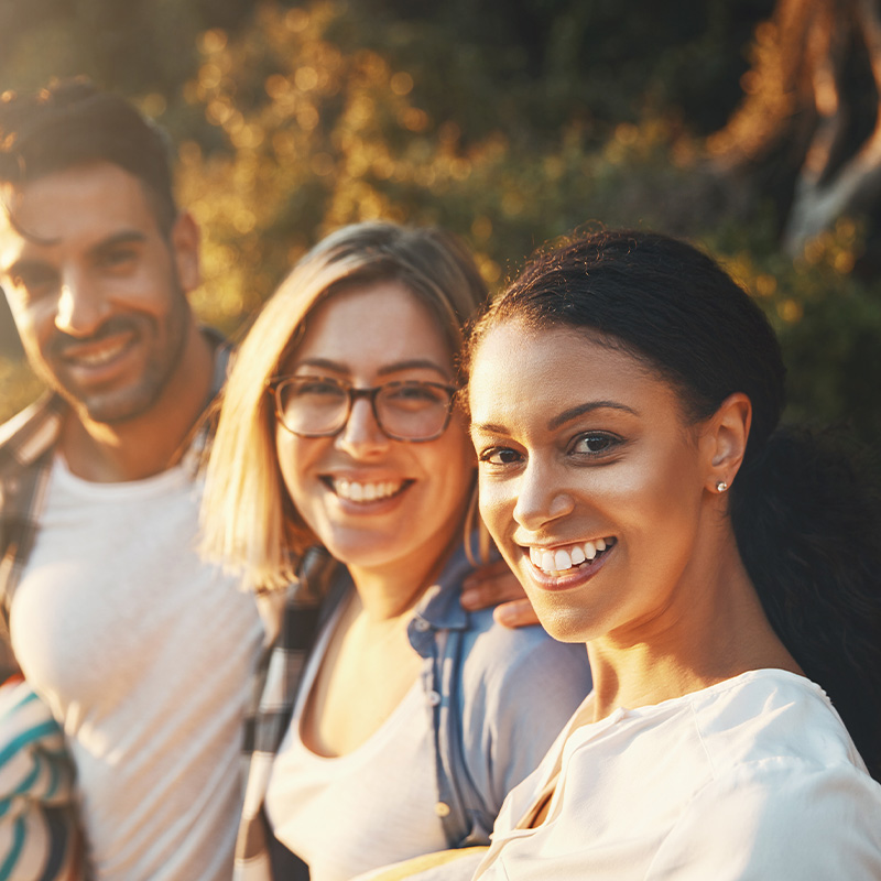 Friends enjoying themselves while spending the day outdoors
